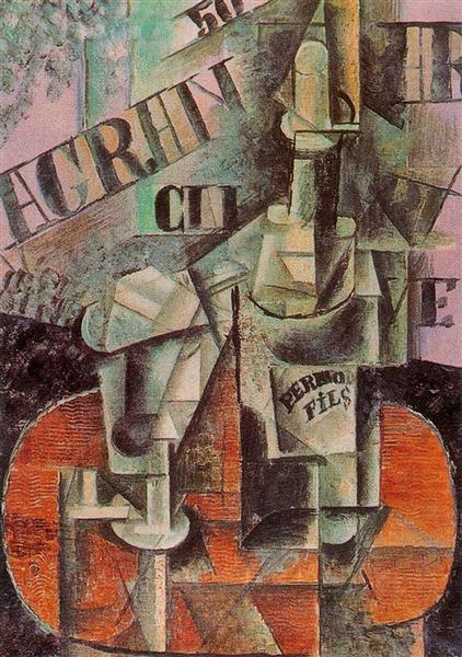 Table in a Cafe (Bottle of Pernod), 1912 - 畢卡索