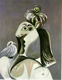 Woman with bird - 畢卡索
