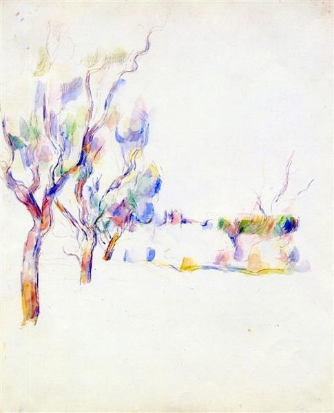 Almond Trees in Provence, 1900 - 塞尚