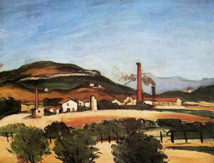 Factories Near Mont de Cengle, c.1870 - Поль Сезанн