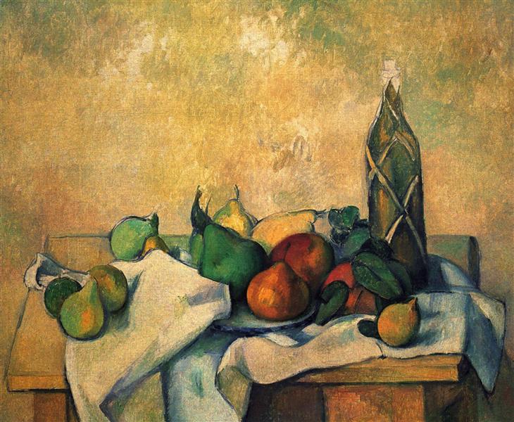 Still life, bottle of rum, 1890 - Paul Cezanne