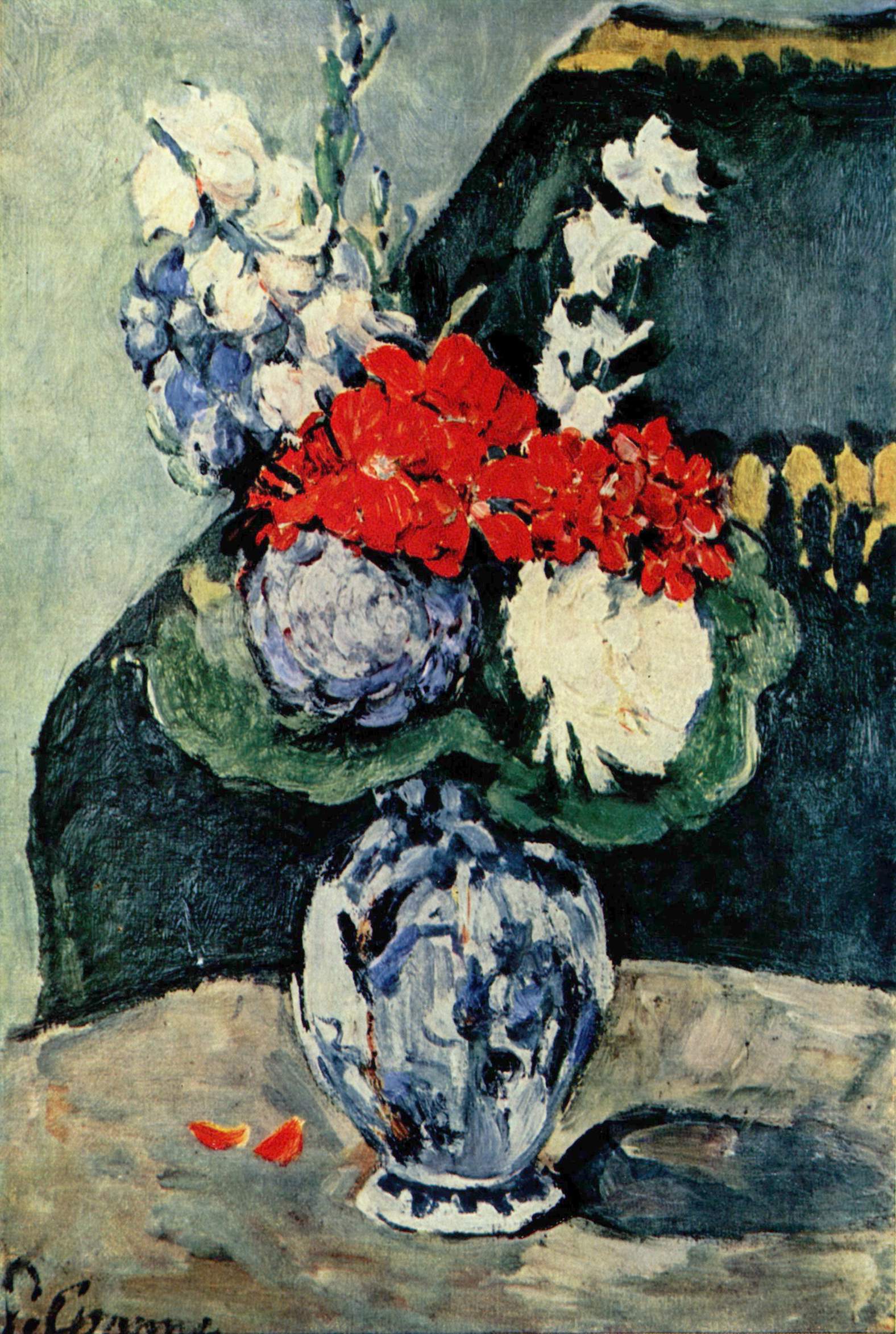 Still life, Delft vase with flowers, 1874 - Paul Cezanne ...