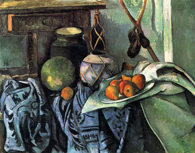 Still Life with a Ginger Jar and Eggplants, 1894 - 塞尚