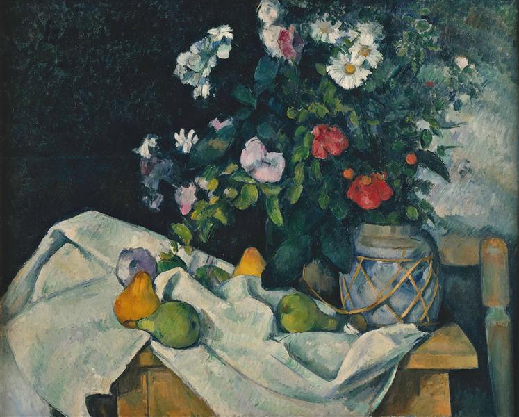 Fleurs dans un pot de gingembre et fruits, 1890 - Paul Cézanne