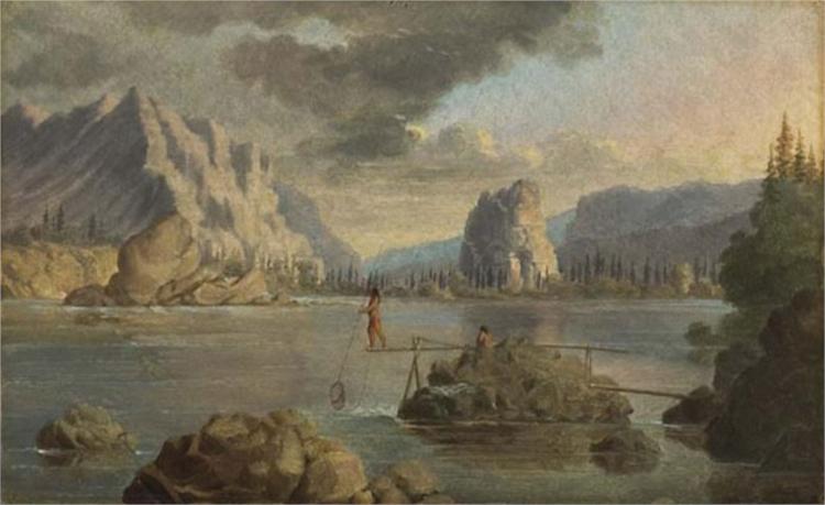 Below the Cascades, Columbia River with Indians Fishing, 1846 - 保罗·凯恩