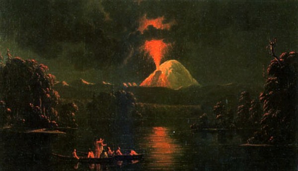 Mount St Helens erupting at night - Пол Кейн