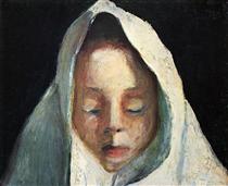Still life, child's head with a white cloth - 保拉·莫德索恩-贝克尔