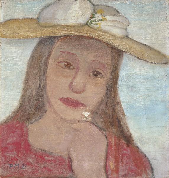 Young Girl With Straw Hat And A Flower In Her Hand, 1902 - Paula Modersohn-Becker