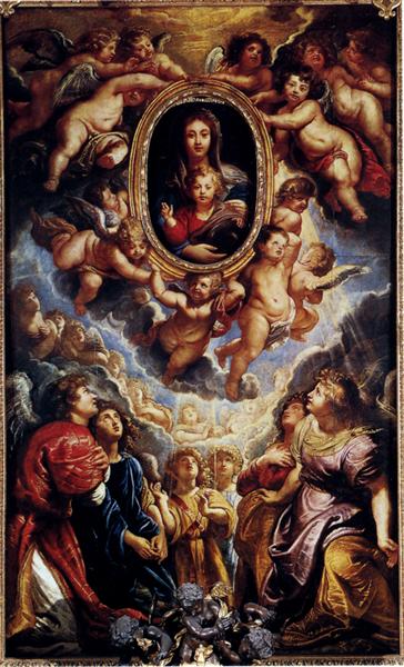 Virgin and Child Adored By Angels, 1608 - Пітер Пауль Рубенс