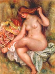 A Seating Bather - Pierre-Auguste Renoir