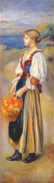 Girl with a basket of oranges, c.1889 - 雷諾瓦