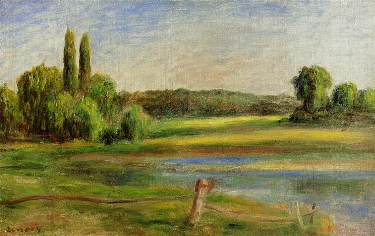 Landscape with Fence, c.1910 - Пьер Огюст Ренуар