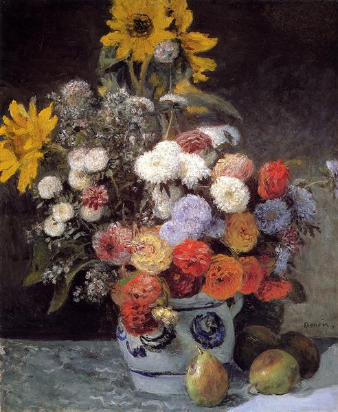 Mixed Flowers In An Earthware Pot, 1869 - 雷諾瓦