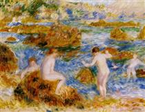 Nude Boys on the Rocks at Guernsey - Pierre-Auguste Renoir
