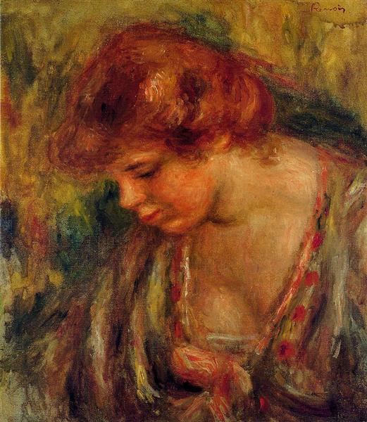 Profile of Andre Leaning Over, c.1917 - Auguste Renoir