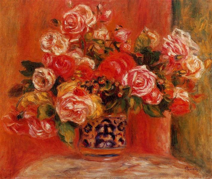 Roses in a Vase, 1914 - Пьер Огюст Ренуар