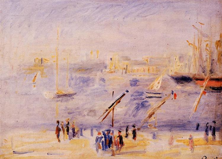 The Old Port of Marseille, People and Boats, 1890 - 雷諾瓦