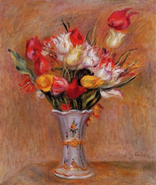 Tulips, 1909 - 雷諾瓦