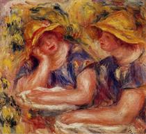 Two Women in Blue Blouses - Pierre-Auguste Renoir