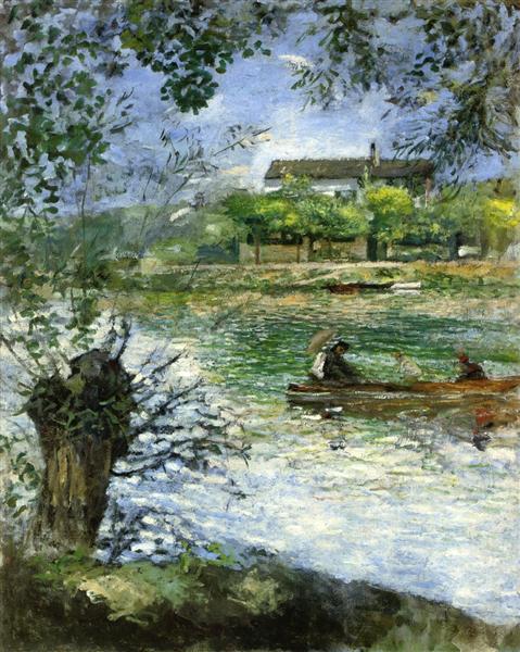 Willows and Figures in a Boat, c.1880 - Pierre-Auguste Renoir