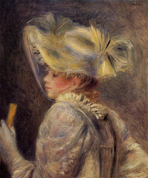 Woman in a White Hat, c.1890 - П'єр-Оґюст Ренуар