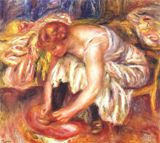 Woman tying her shoe, c.1918 - Pierre-Auguste Renoir
