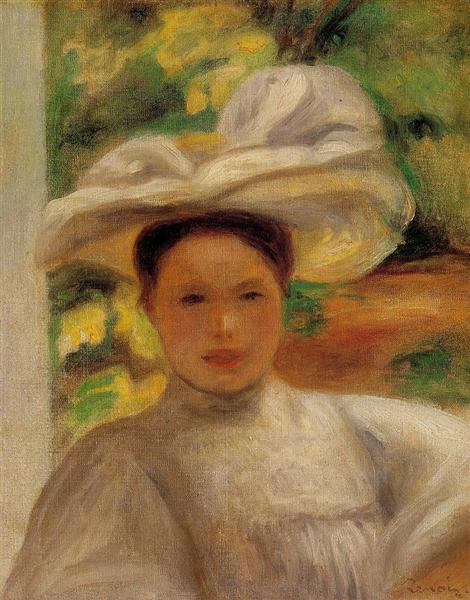 Young Woman in a Hat, c.1895 - 雷諾瓦