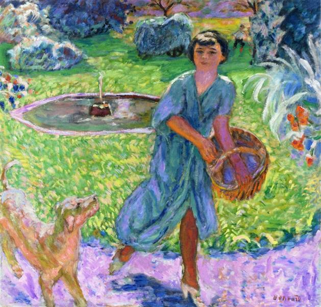 Girl Playing with a Dog (Vivette Terrasse), 1913 - Пьер Боннар