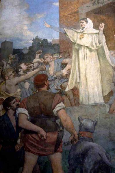St. Genevieve makes confidence and calm to frightened Parisians of the approach of Attila - Pierre Puvis de Chavannes