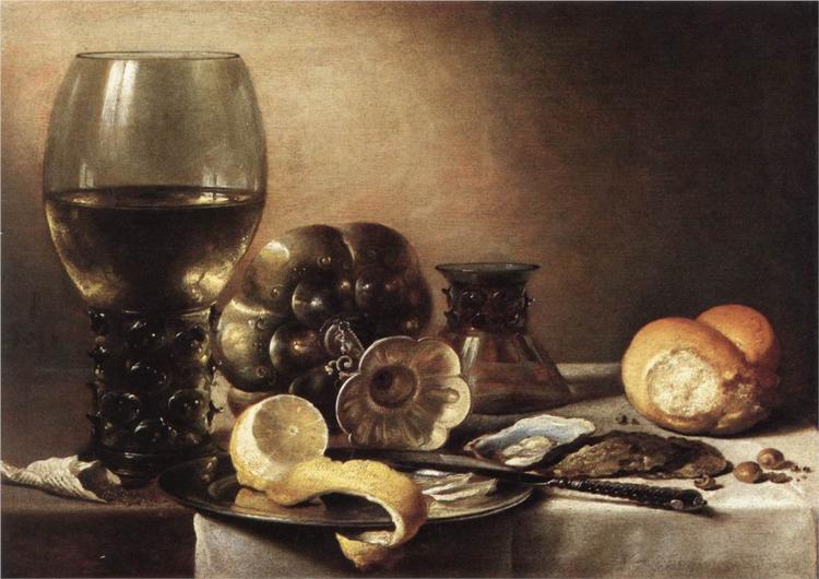 Still Life with Oysters, 1633 - Pieter Claesz.