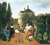 Skittle Players in a Garden - Питер де Хох