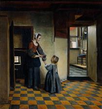 Femme avec un enfant dans un garde-manger - Pieter de Hooch