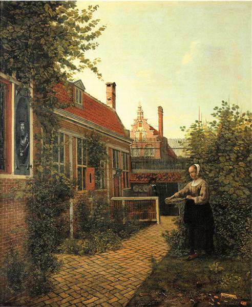 Woman with basket of beans in the kitchen garden, 1651 - Пітер де Хох