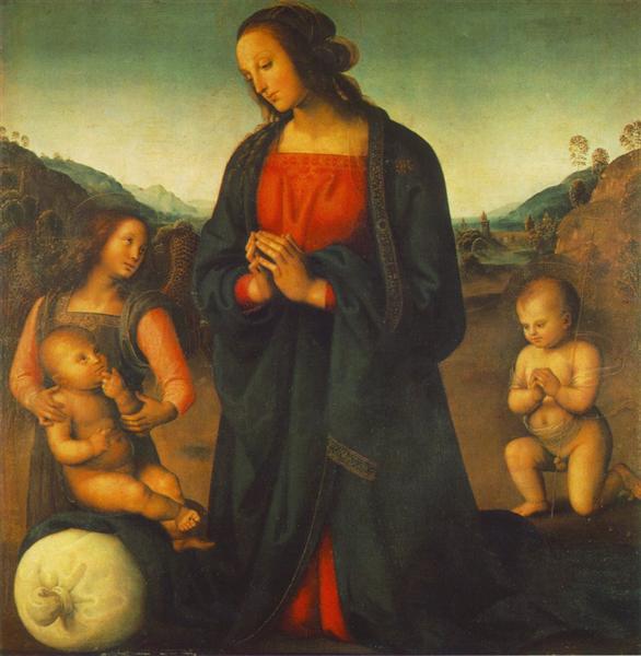Мадонна, ангел и маленький Св. Иоанн поклоняются младенцу, 1497 - Пьетро Перуджино