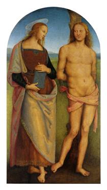 Pala di Sant Agostino (Sant Irene and St. Sebastian) - Pietro Perugino