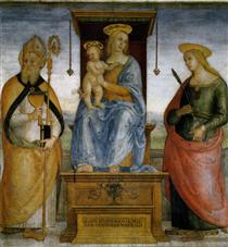 Virgin Enthroned with Saints Catherine of Alexandria and Biagio - 佩魯吉諾