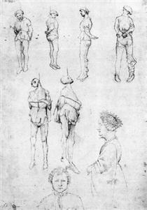 Hanged Men and Two Portraits - Pisanello