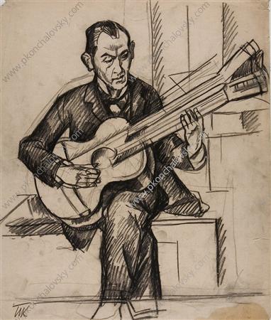 A man with a guitar, 1913 - Pyotr Konchalovsky