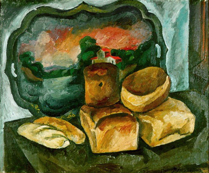 Хлебы на фоне подноса, 1912 - Пётр Кончаловский