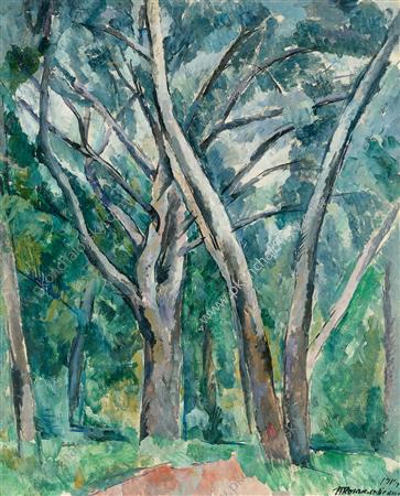 Silver poplar trees, 1919 - Петро Кончаловський
