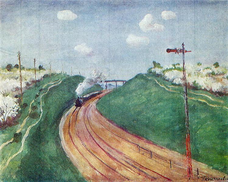 Весенний пейзаж с поездом, 1931 - Пётр Кончаловский