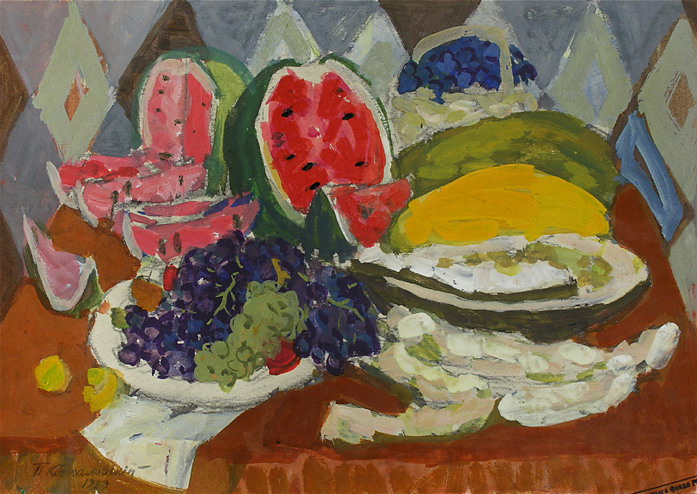 Still life with fruits and watermelon, 1929 - Pjotr Petrowitsch Kontschalowski