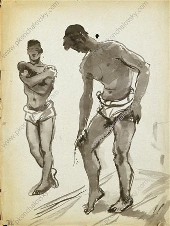 Два стоящих натурщика, 1934 - Пётр Кончаловский
