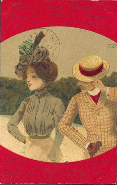 Couples between red borders, 1901 - Рафаэль Кирхнер