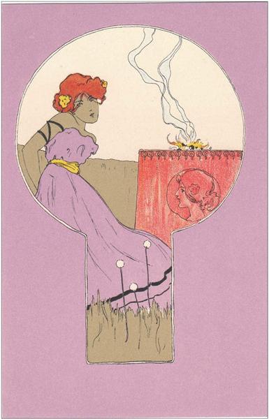 Girls with purple surrounds, 1900 - Рафаэль Кирхнер