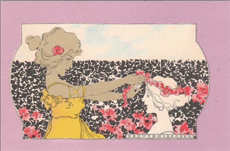 Girls with purple surrounds, 1900 - Raphael Kirchner