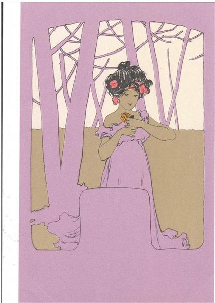 Girls with purple surrounds, 1900 - Raphael Kirchner