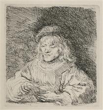 A Man Playing Cards - Rembrandt