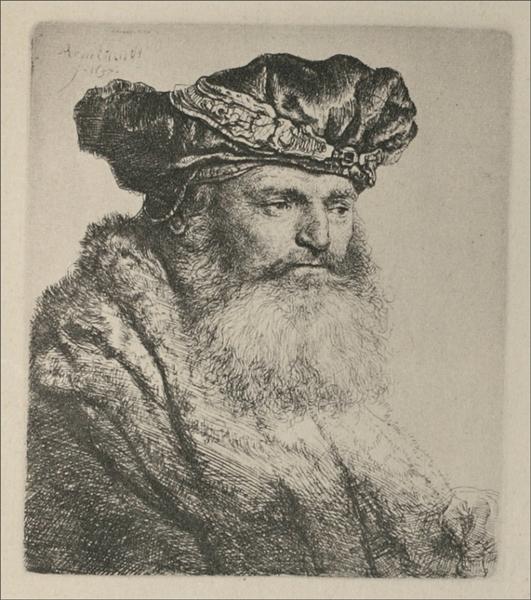 An Old Man, Wearing a Rich Velvet Cap, 1637 - 林布蘭