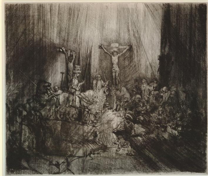 Christ crucified between the two thieves (Three crosses), 1653 - 1659 - Rembrandt
